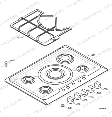 Взрыв-схема плиты (духовки) Rex Electrolux PX780UOV - Схема узла Hob 271